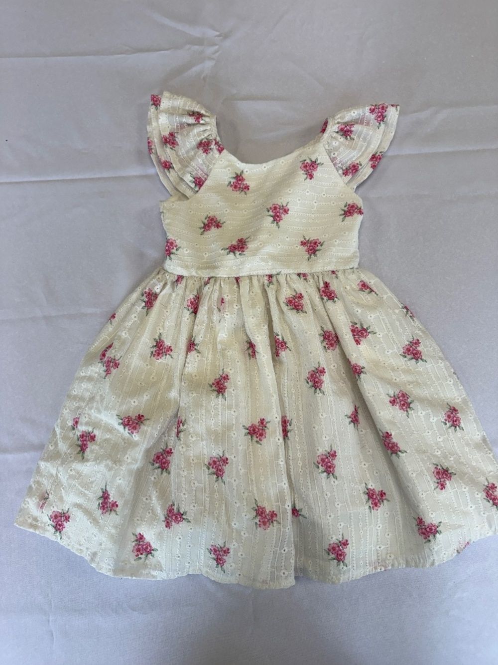 Laura Ashley Girls Floral Dress Flutter Sleeves Size 5